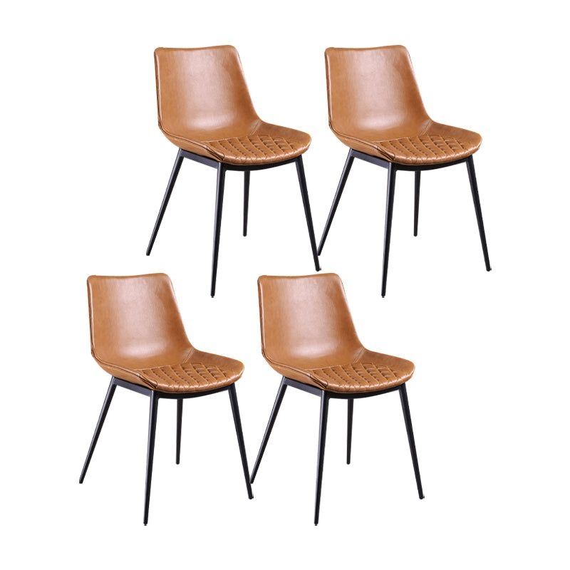 Contemporary Chairs Dining Armless Chairs with Metal Legs for Kitchen - Dark Brown / 4 Piece Set