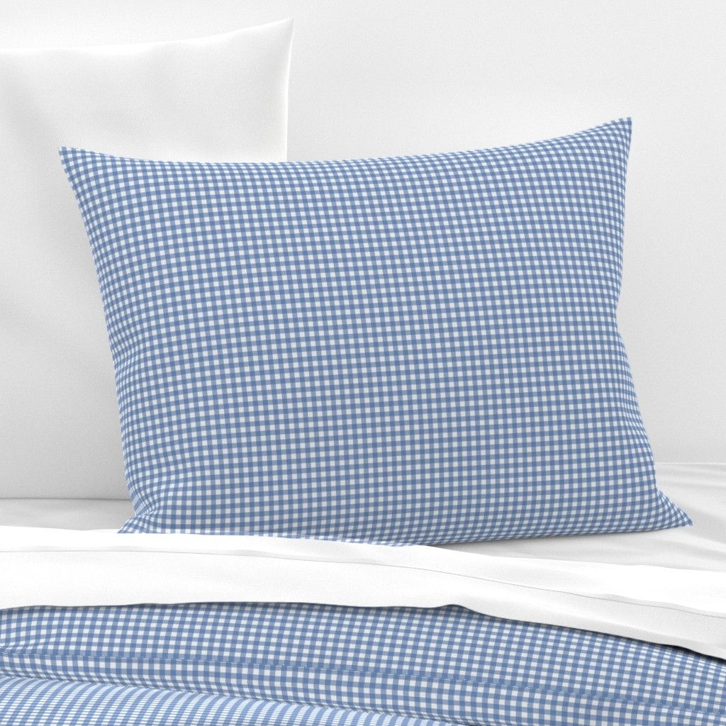 Cotton Sateen Sham, Standard - Checkerboard Plaid Blue Cosplay Print Custom Bedding by Spoonflower