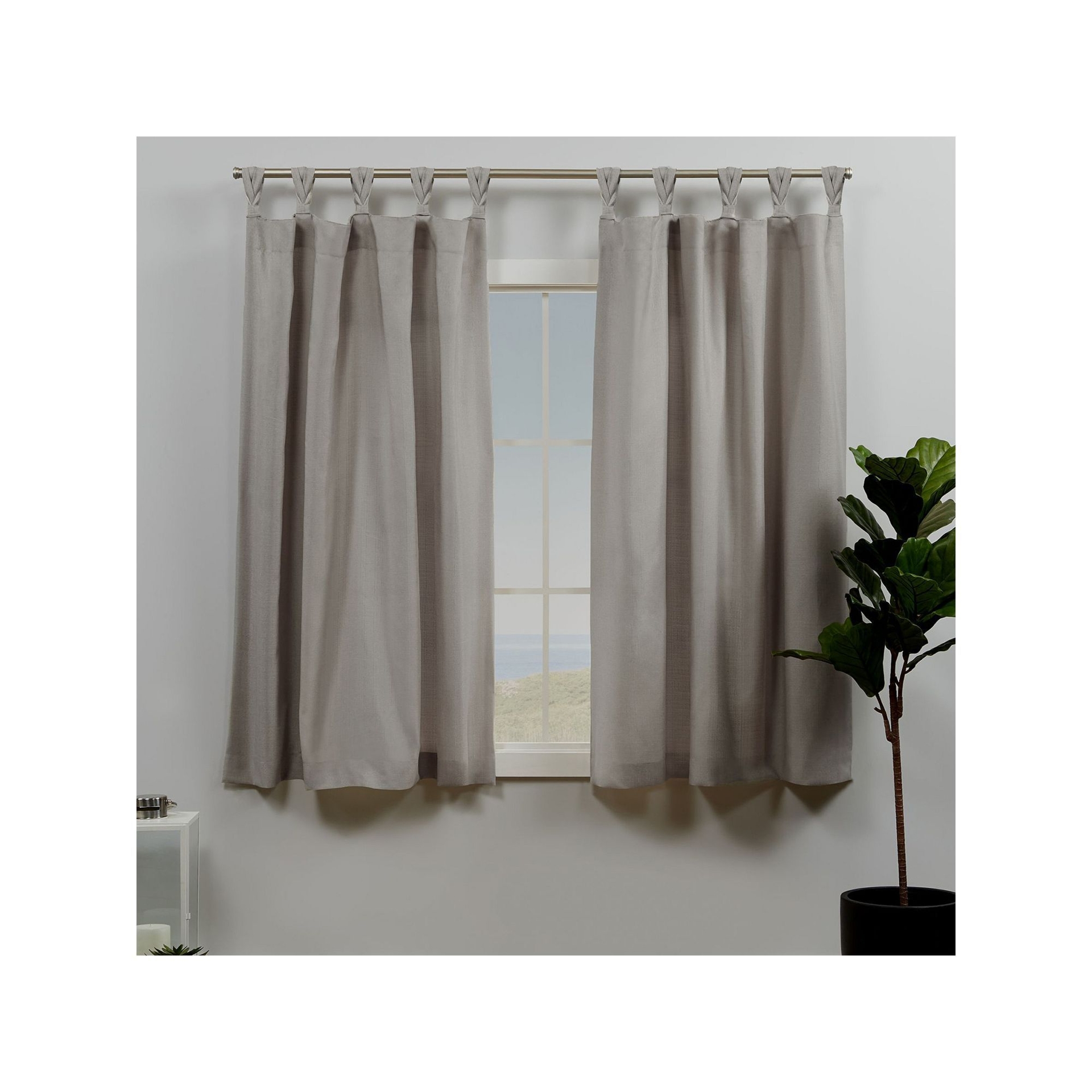 Exclusive Home 2-pack Loha Linen Braided Window Curtains, White, 54X96