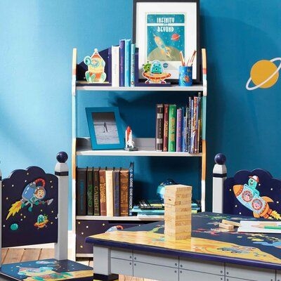 Fantasy Fields by Teamson Kids Outer Space 40.13" Bookshelf Wood in Blue/Brown/Gray, Size 40.13 H x 24.5 W x 11.5 D in | Wayfair