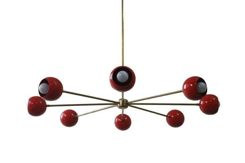 Handmade mid century 8 Light Modern Raw Brass chandelier light Fixture