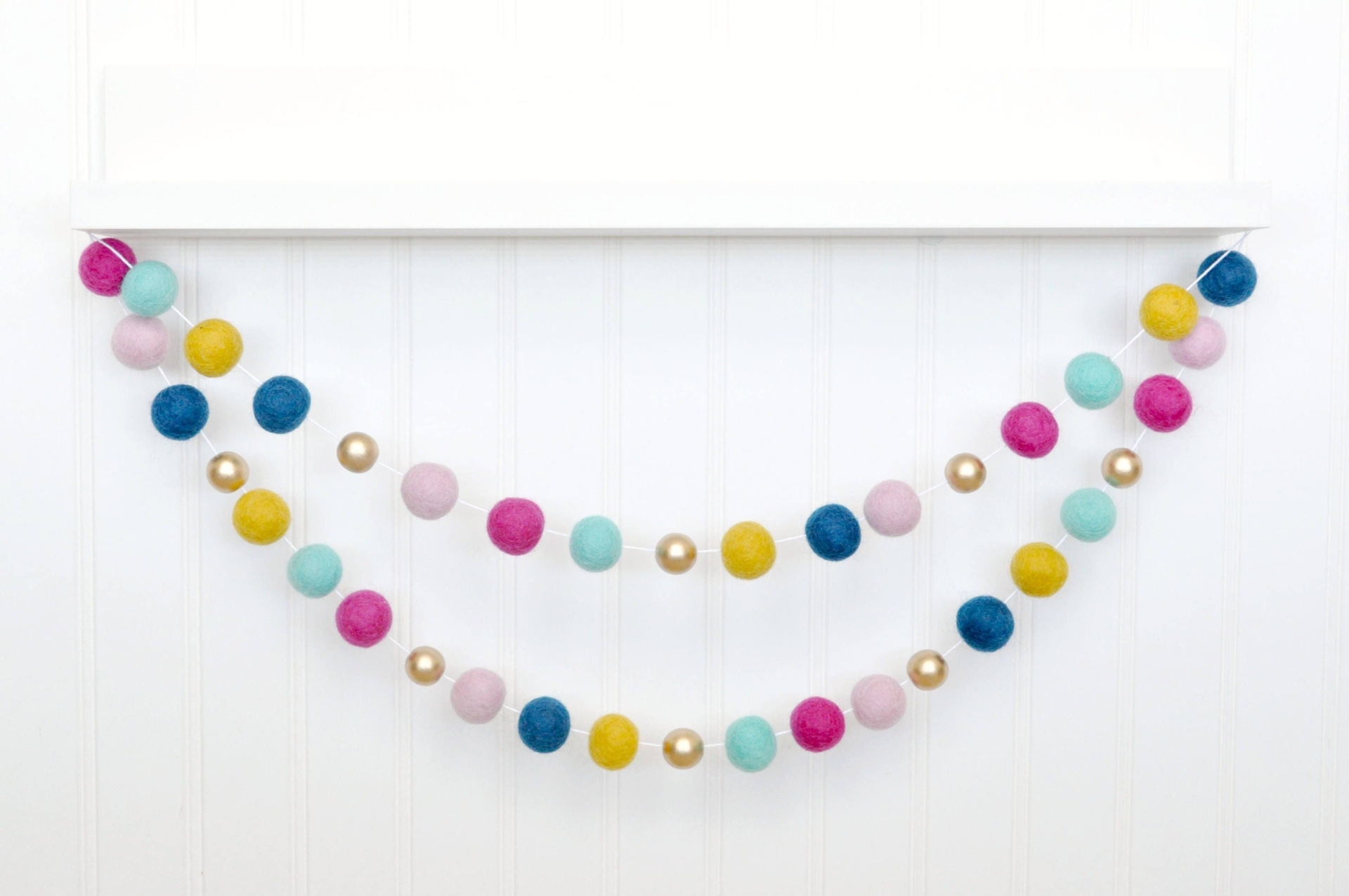 Happy Birthday, Pink and Blue Party Garland, Gold Party Decor, Birthday Banner, Birthday Party Decor, Blue and Pink Party Decorations, Felt