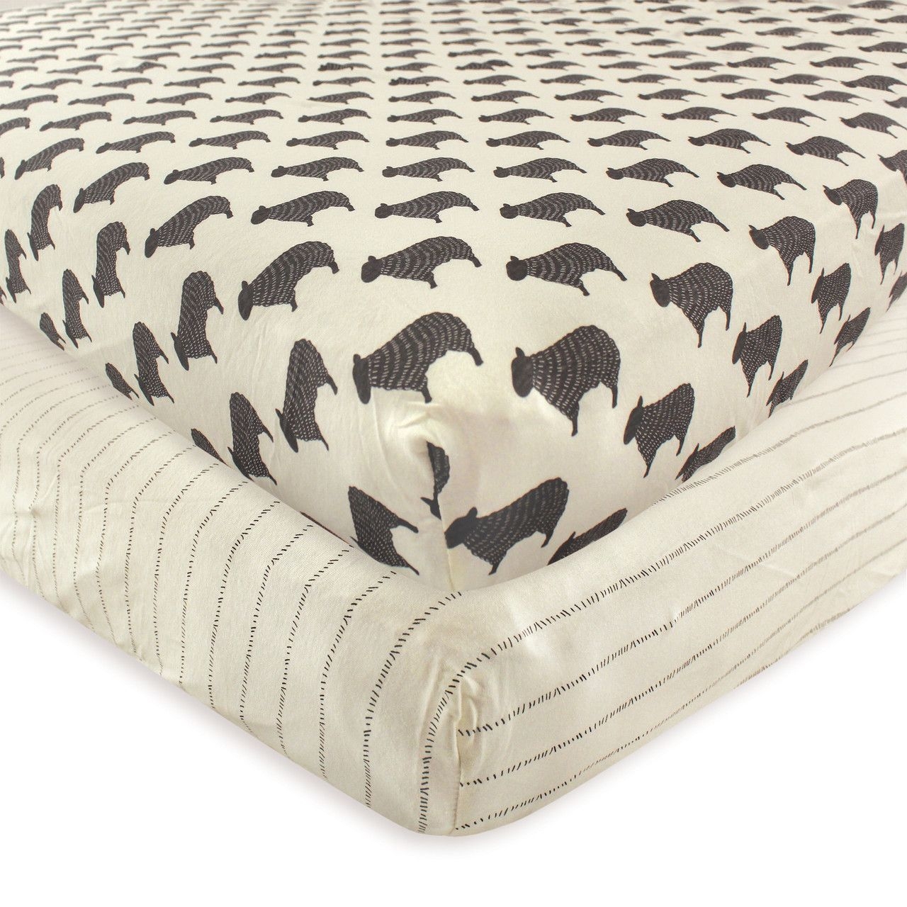 Hudson Baby Fitted Crib Sheet, 2-Pack, Sheep