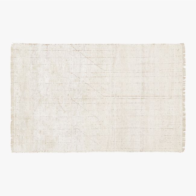 Kada Handknotted Viscose White Area Rug 5'x8'