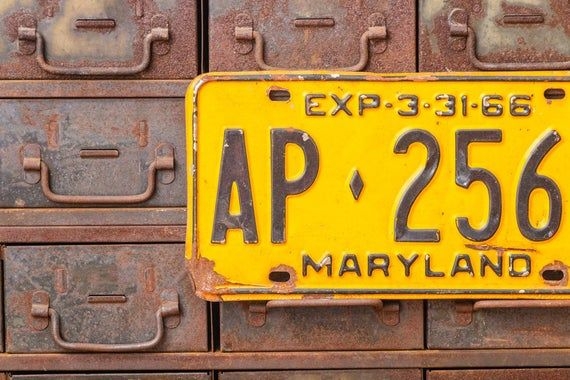 Maryland 1966 License Plate Vintage Yellow Wall Decor AP-2568