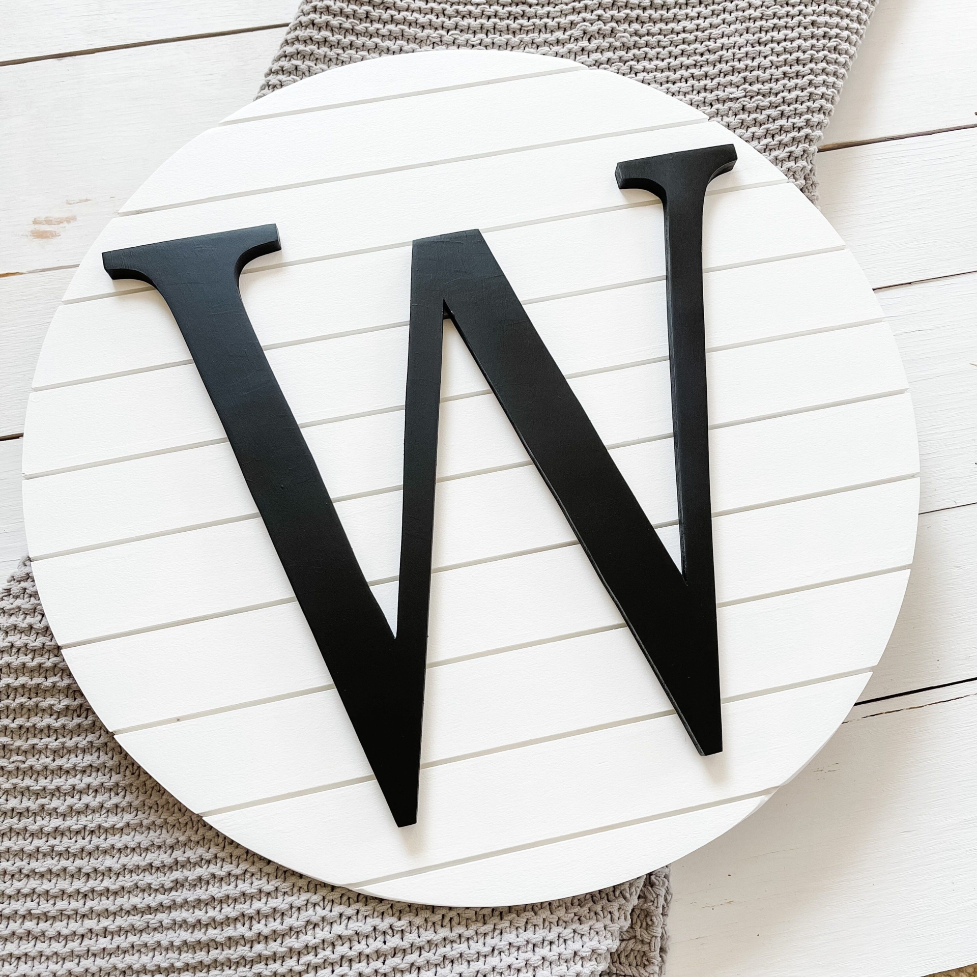 Monogram Shiplap Sign / Round Letter Sign / Wood Wall Decor Sign