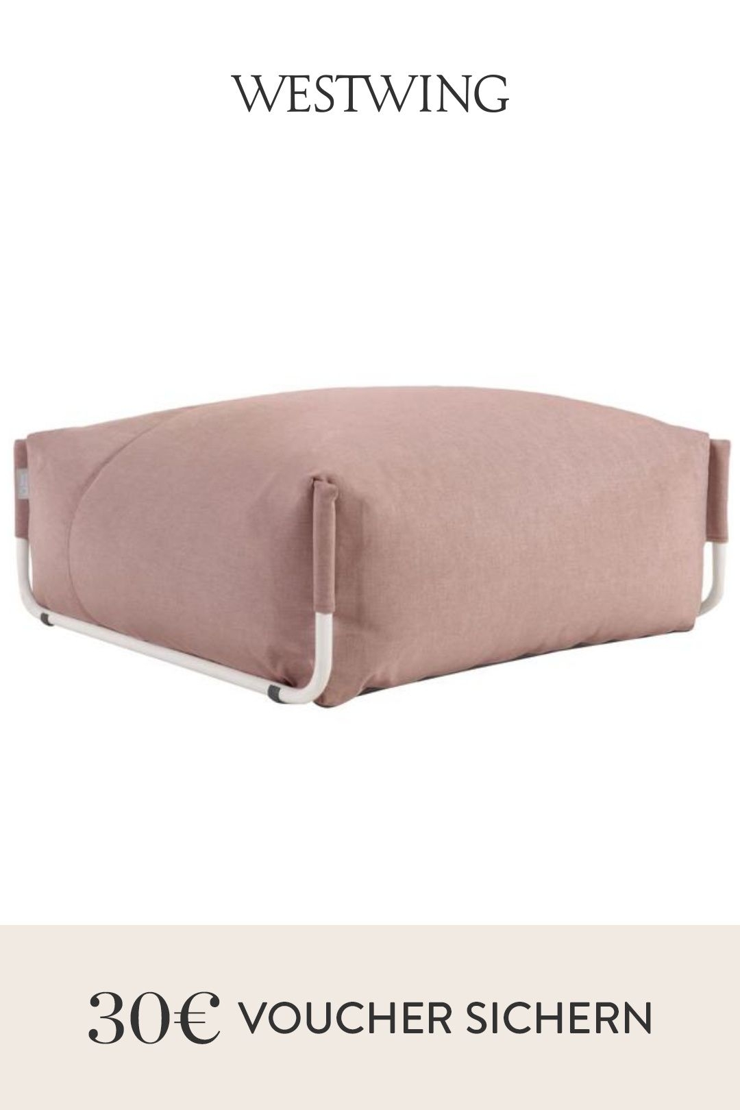 Outdoor-Pouf Square in Rosa
