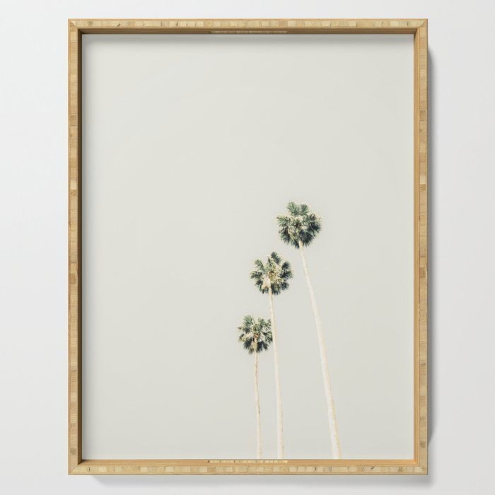 Palm Trees - Minimalist Palm Springs California Travel Photography Serving Tray by Ingrid Beddoes Photography - 18" x 14" x 1.75"
