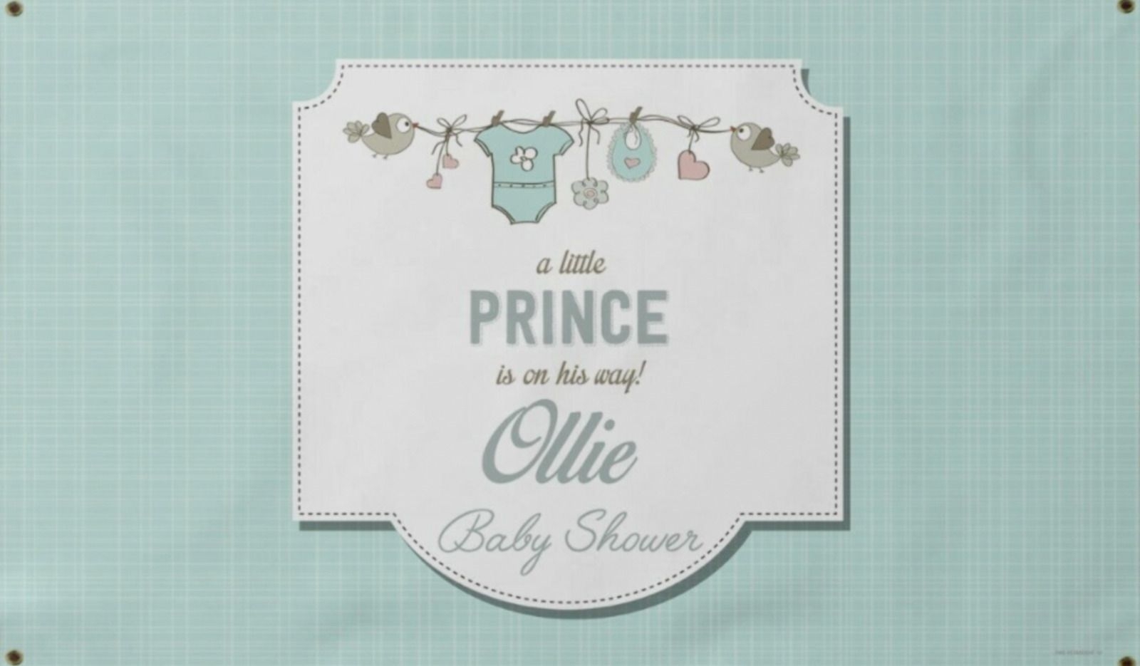 Personalised Blue/green Boy Baby Shower Banner - 5x3ft | Add Custom Name