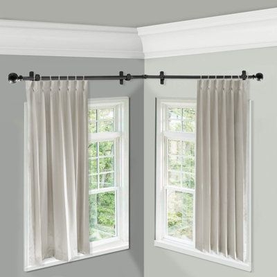 Platform Vesta Corner Single Curtain Rod Set Metal in Black, Size 0.0 H x 0.0 W x 0.0 D in | Wayfair