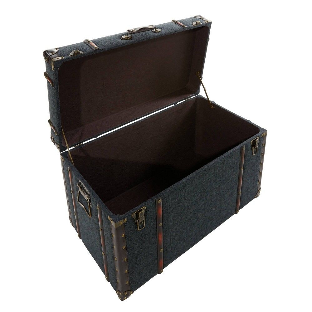 Set of 3 Traditional Wood Trunks Blue - Olivia & May
