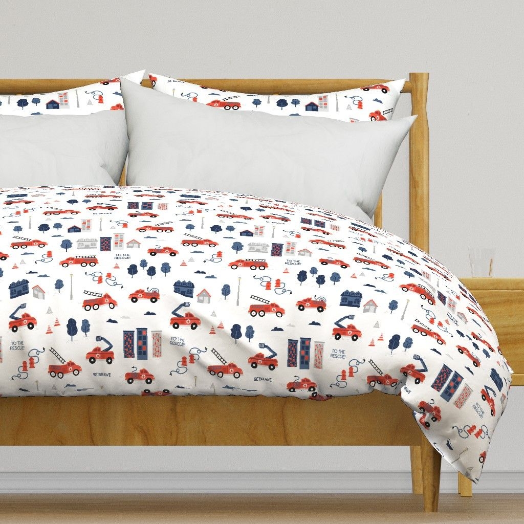 Spoonflower Duvets - Boys Children Cars Fire Nursery Car