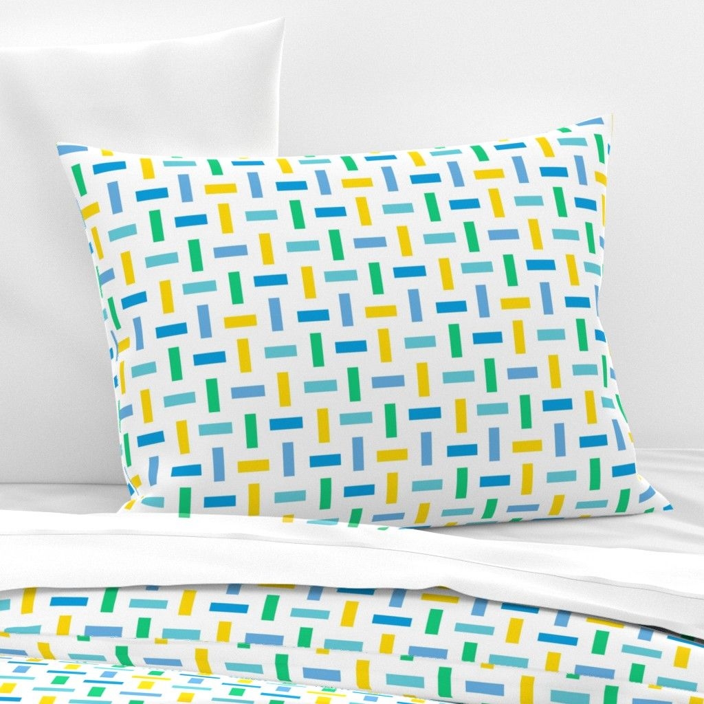 Spoonflower Shams - Green Blue Yellow Modern Geometric Aqua Kids
