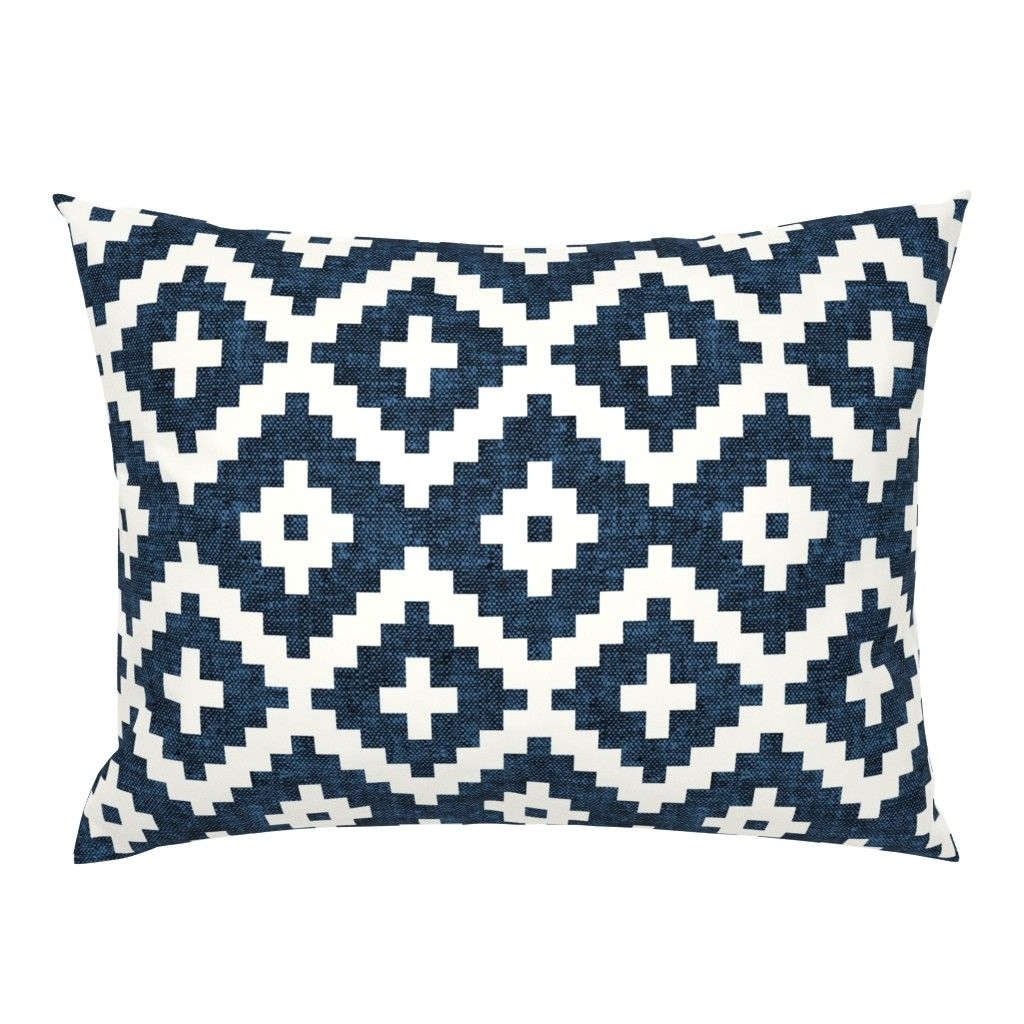 Spoonflower Shams - Indigo Southwestern Boho Look Blue White Desert Decor Geometric Tribal Trendy Little Arrow Home