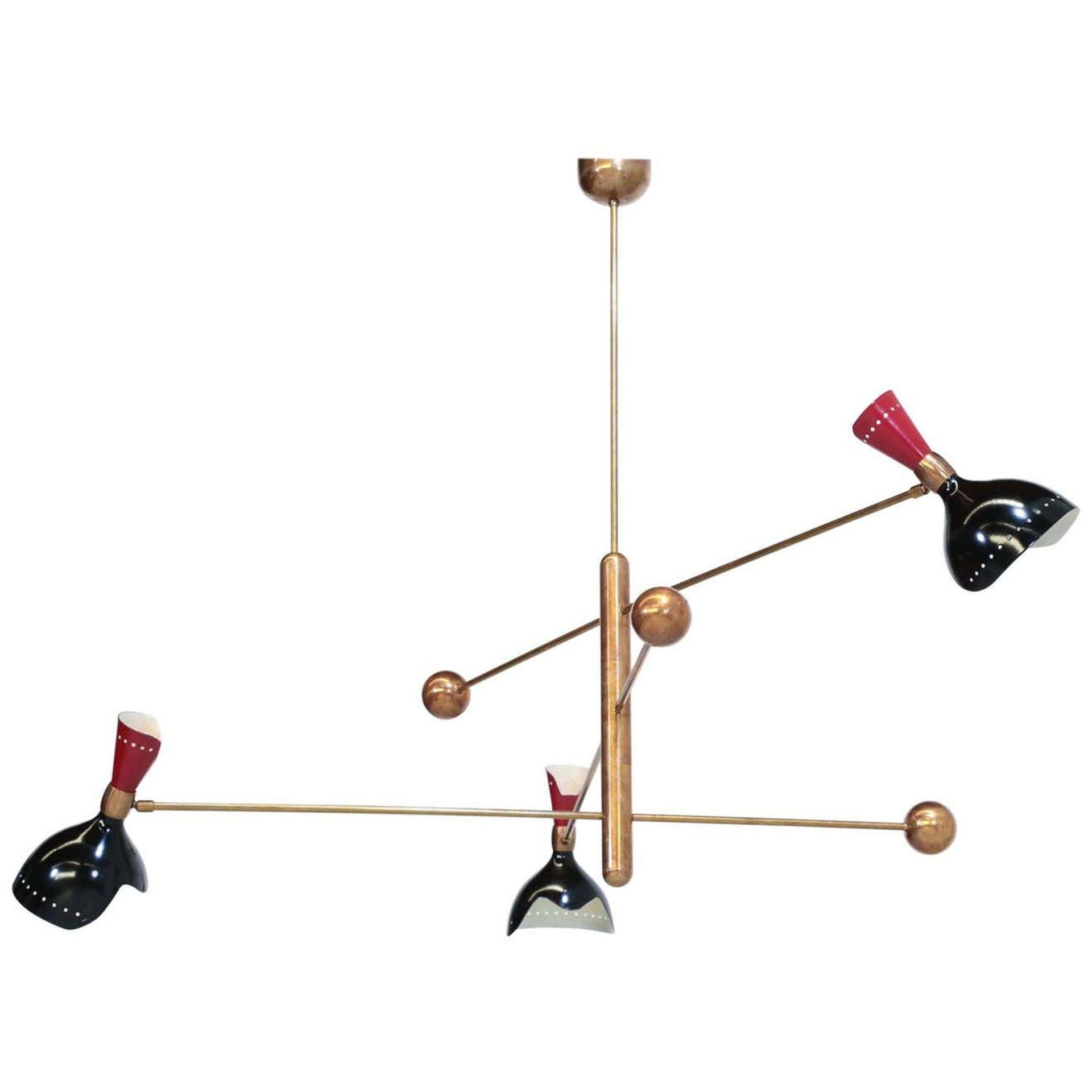 Stilnovo 6 Light 3 Arm Mid century Sputnik Chandelier - Handmade brass Home Decor Ceiling Light
