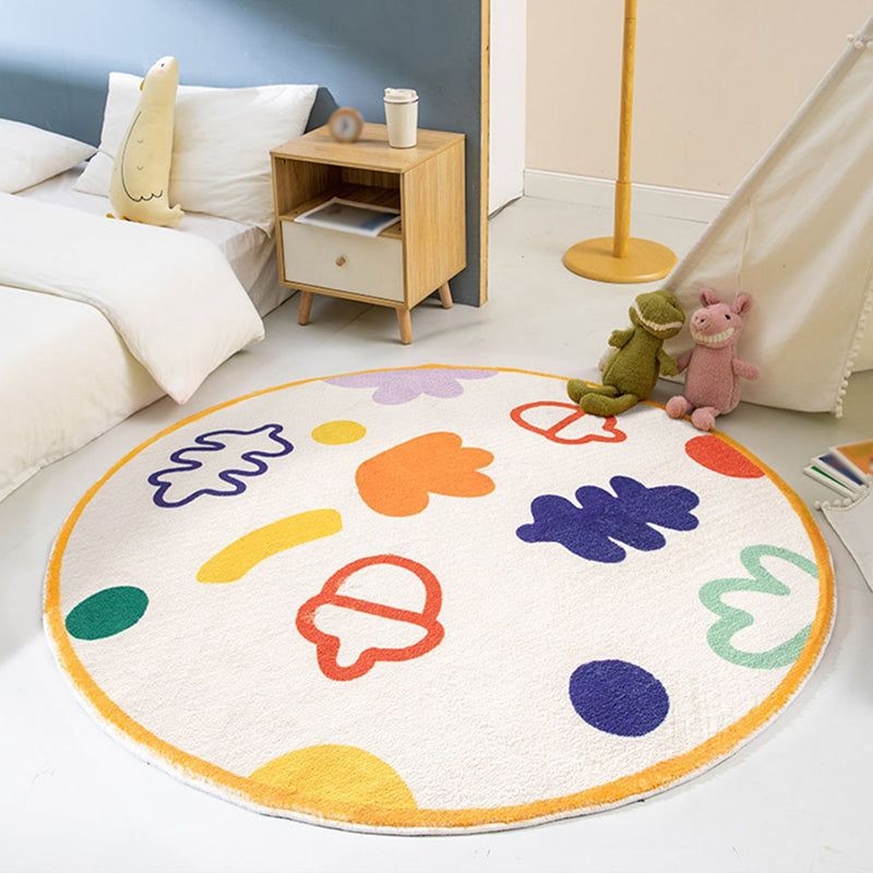 White Modern Rug Polyester Graphic Rug Stain Resistant Rug for Home Decor - 2' x 2' / Orange