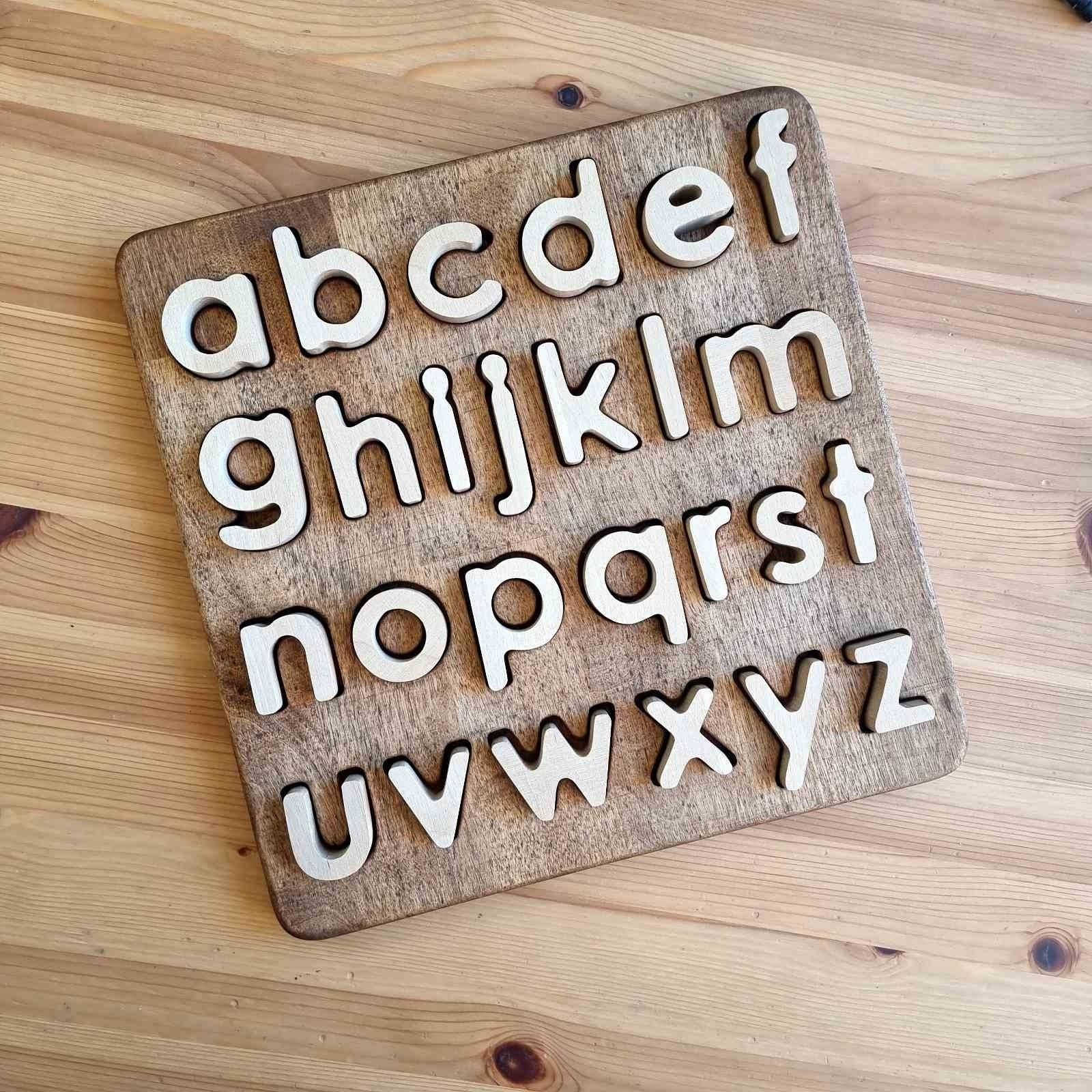 Wooden alphabet puzzle, Montessori letters for toddlers and preschool, gifts for kids, wooden English abc learning toys, educational gift
