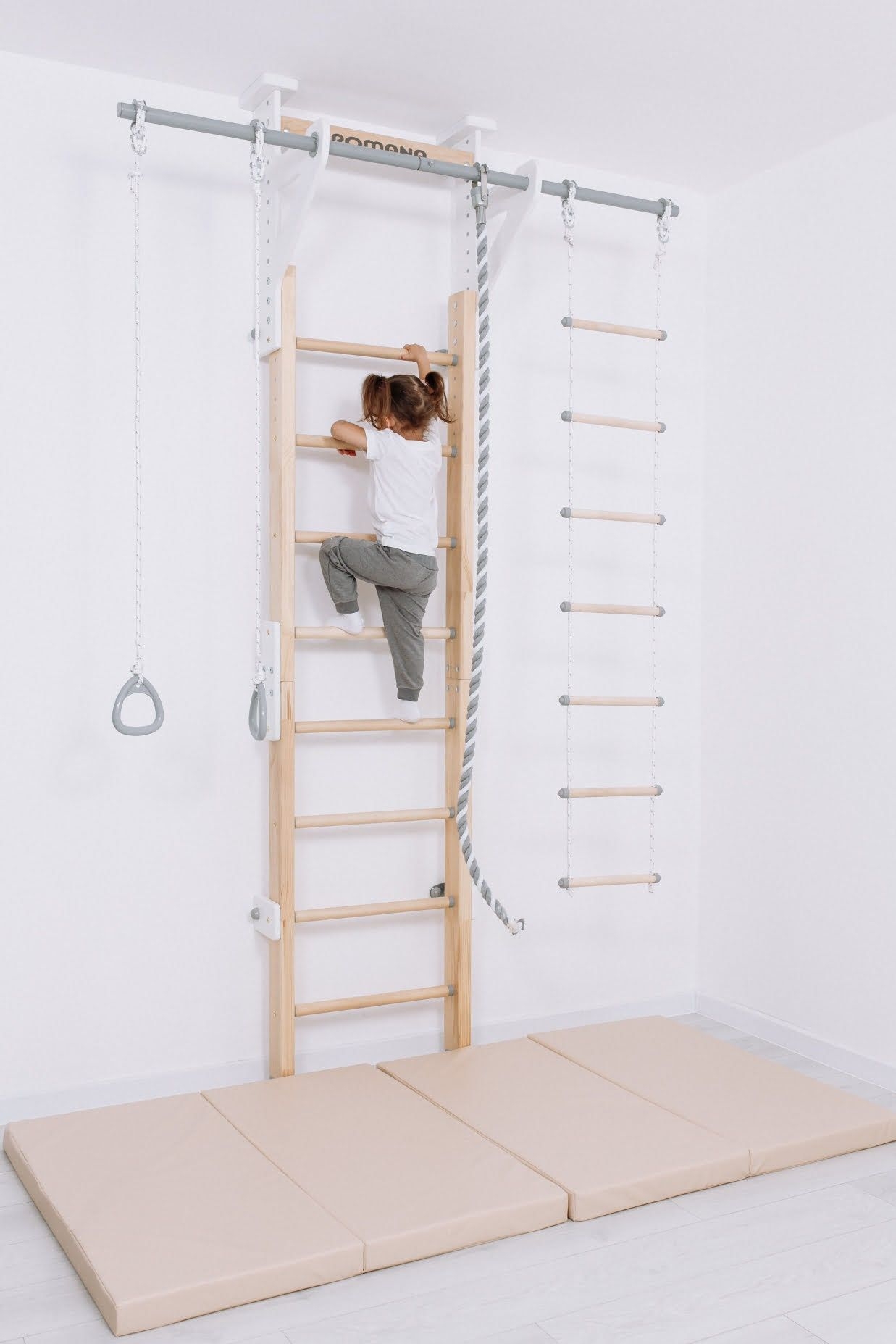 Wooden wall bars Eco 2 for kids and adults, indoor playground