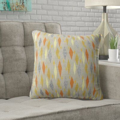Wrought Studio Abbott Danish Diamond Accent Cotton Geometric Throw Pillow Eco-Fill / Polyester in Orange | 16 H x 16 W x 4 D in | Wayfair