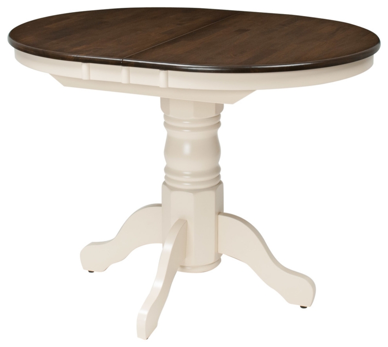 CorLiving Dillon Extendable Oval Pedestal Table With 12" Leaf, Dark Brown/Cream