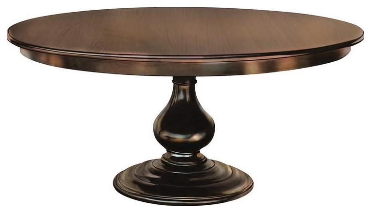 Foles Round Pedestal Table, Brown Maple, Rich Cherry Stain, 60" 2 Middle Leaves