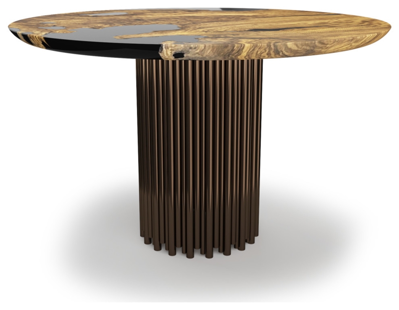 Hagno Round Dining Table, Bronze Base, 12 Seater