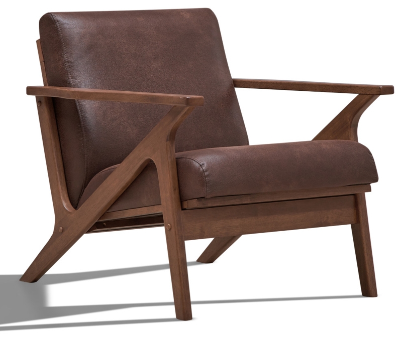 Omax Decor Zola Lounge Chair, Brown/Walnut