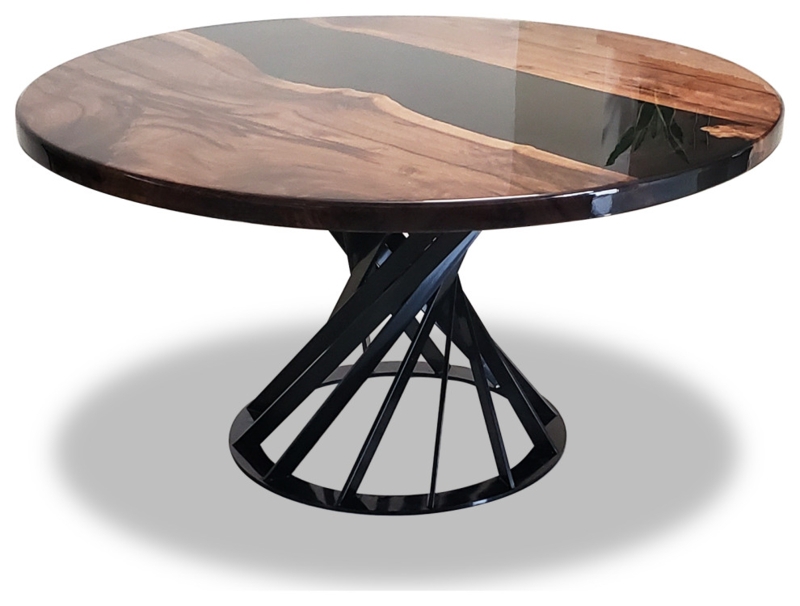 Panaro Round Black River Dining Table, 12 Seater