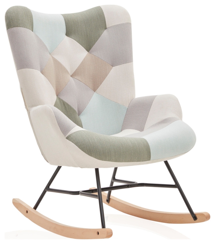 Paramount Colorful Unique Patchwork Multicolored Rocking Chair - Patchwork A