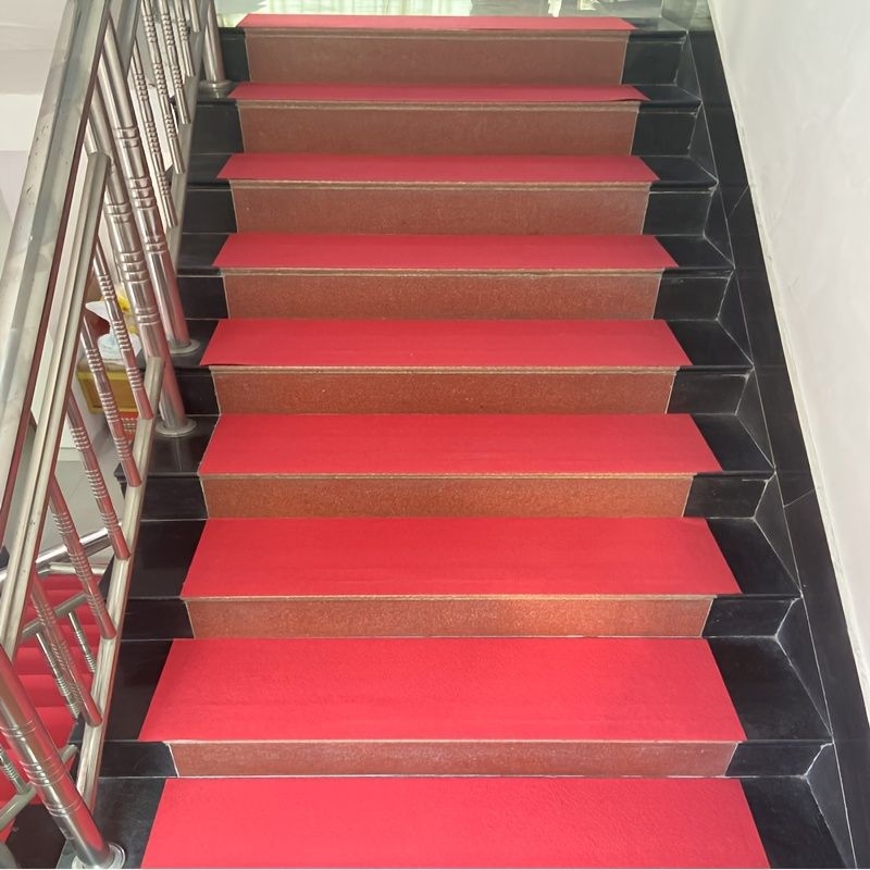 1/10pcs Stair Mats, Self-adhesive Stair Runner Rugs, Comfortable Red Foot Pads, For New Year Supplies Home Decor Room Supplies