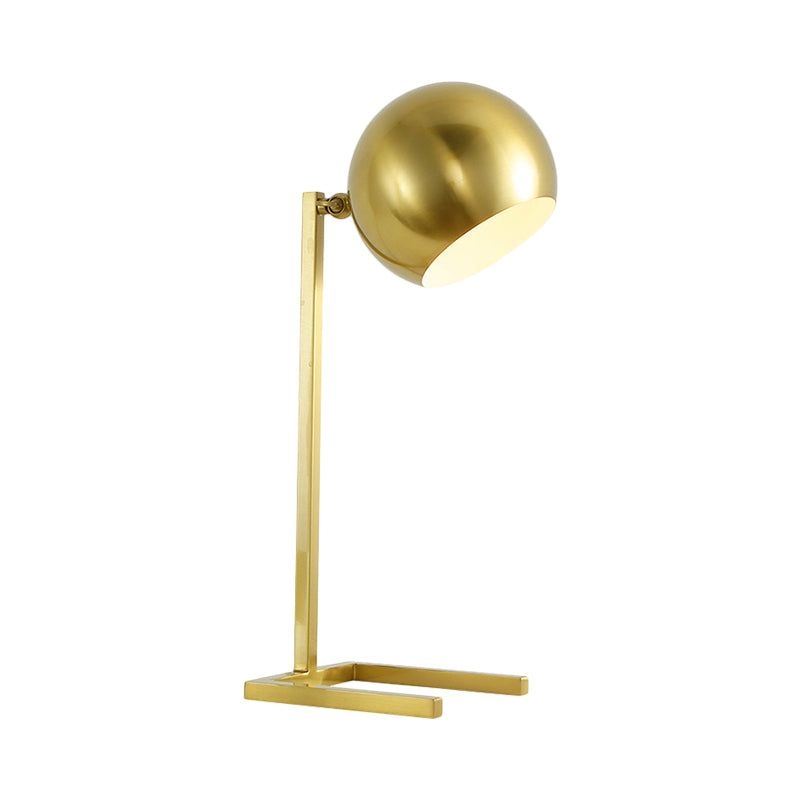 1-Head Global Table Light Traditional Gold Metallic Nightstand Lighting for Study Room - Gold