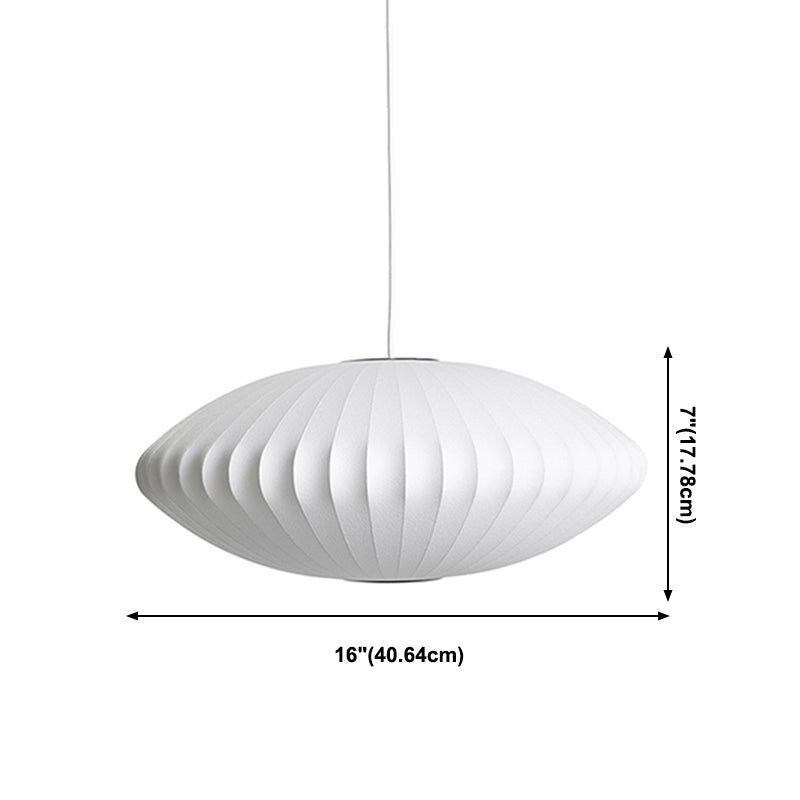 1-Light Drum Hanging Pendant Modern Style Silk Hanging Lighting for Living Room - 31.5