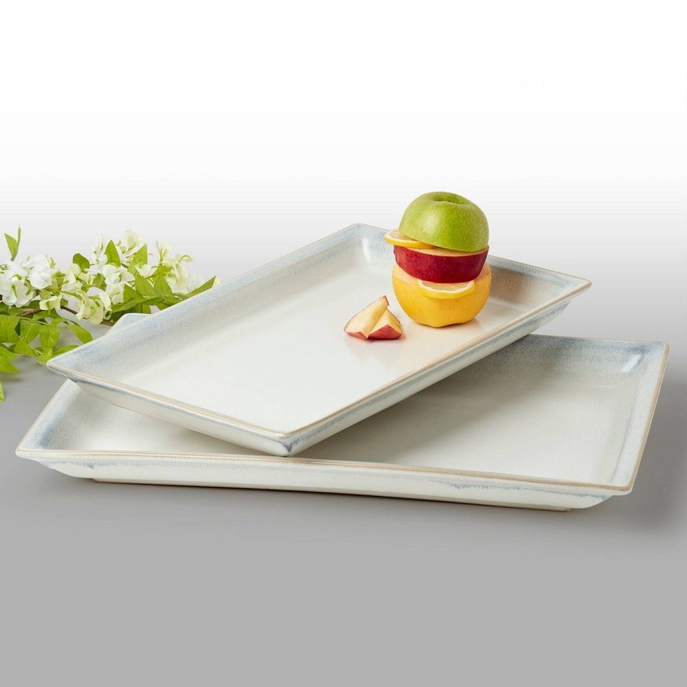 18" x 10" 2pk Stoneware Rectangular Serving Trays - Tabletops Gallery