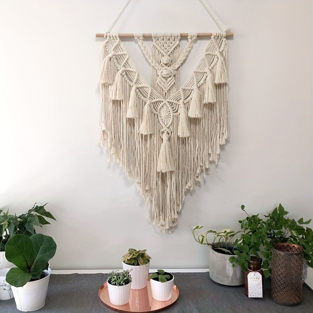 1pc Minimalist Macrame Wall Hanging, Boho Fabric Woven Design Hanging Decoration For Home Decoration