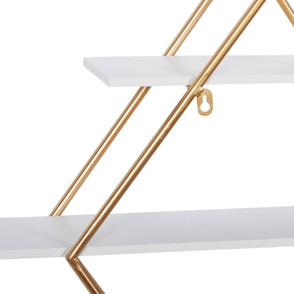 20"x20" Wooden 3 Shelves Wall with Diamond Shape Gold - Olivia & May