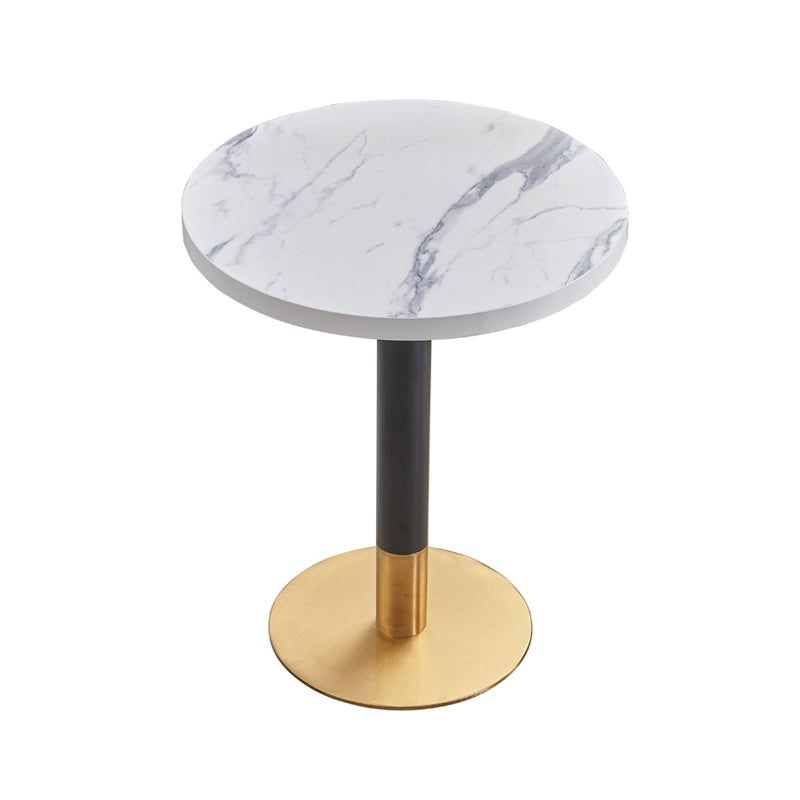 23.6-inch Traditional Luxury Table Dining Metal Pedestal Table - Round / Gloss White / Without Chairs