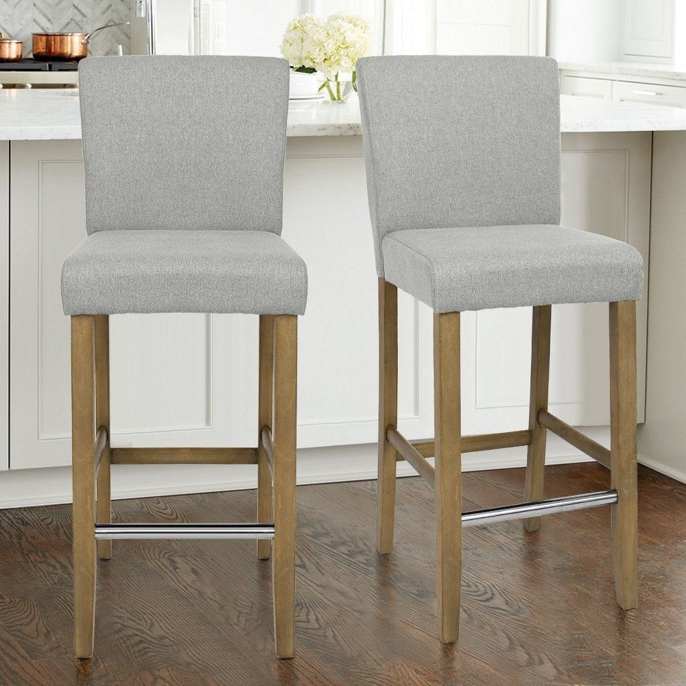 26" Portland Gray Upholstered Counter Height Barstool Wood(Set of 2) -The Pop Maison