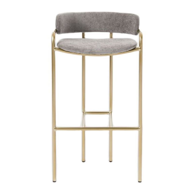 29.53 Glam Bar and Counter Stool Low Back Stool with 4 Metal Legs - Gold / Light Green / 4 Piece Set