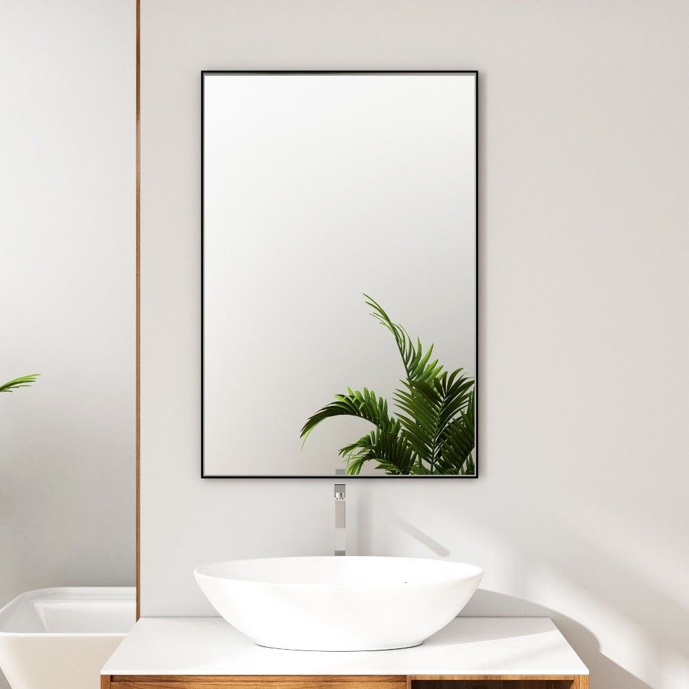 36"x 24" Organnice Black Frame Bathroom Vanity Mirror