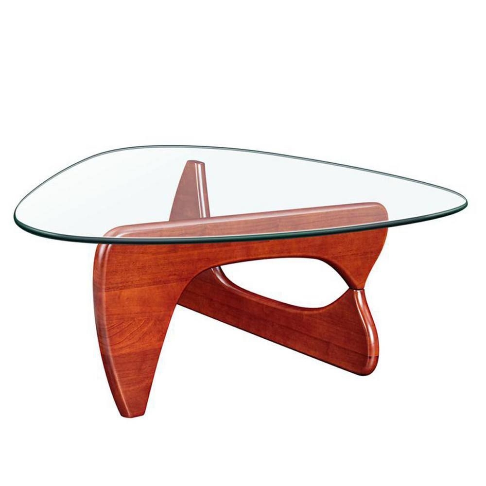 50 in. Cherry Triangle Glass Top Coffee Table, Red