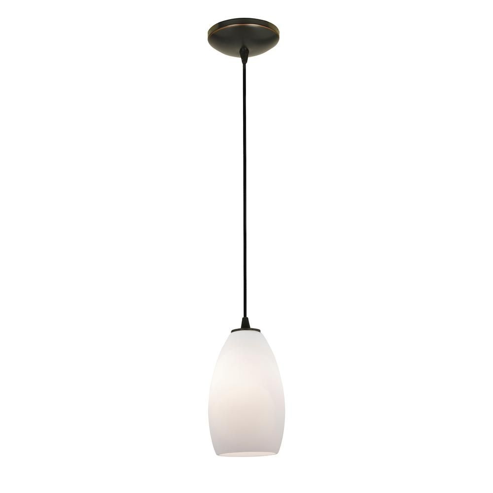 Access Lighting Champagne 1-Light Oil Rubbed Bronze Shaded Pendant Light with Glass Shade