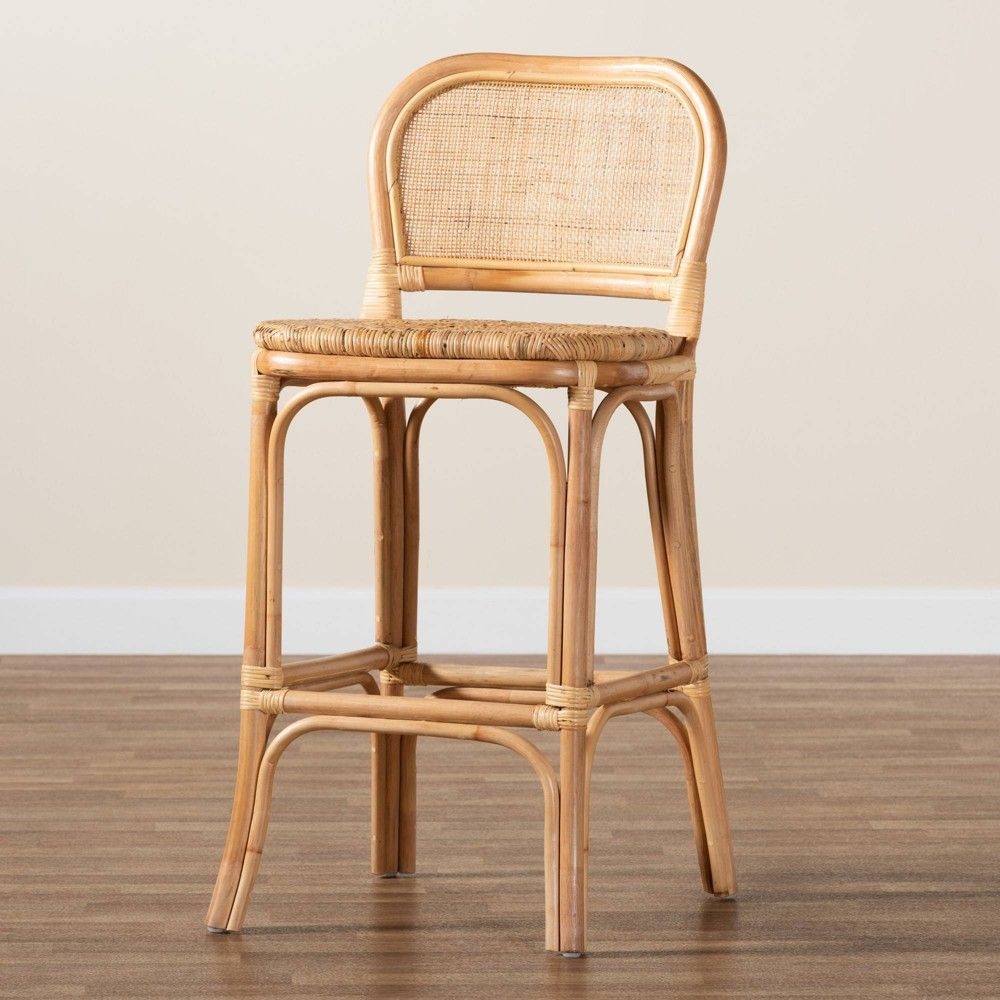 Adrena Rattan Bar Stool Natural Brown - Baxton Studio