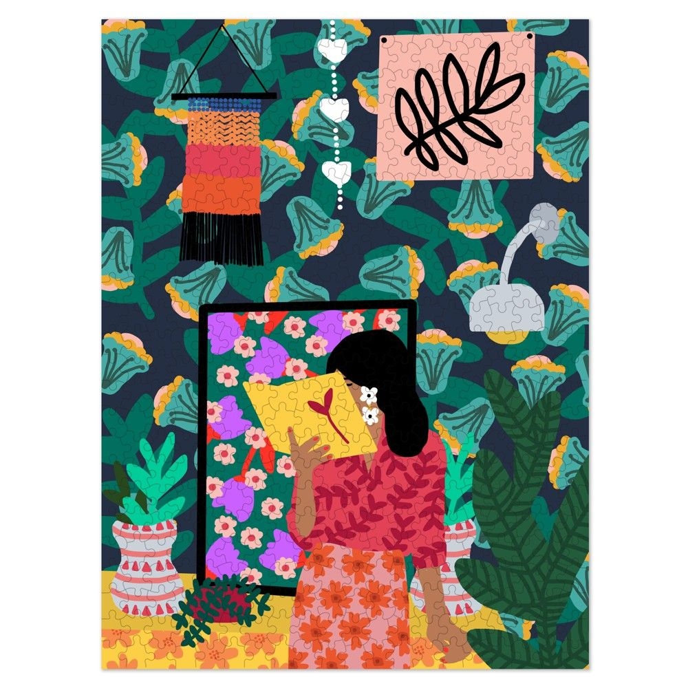 Americanflat 500 Piece Jigsaw Puzzle, 18x24 Inches, "Reading All Day" Artwork by Studio Grand-Pere