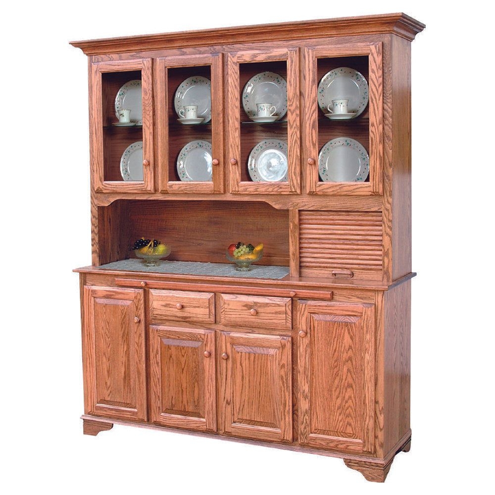 Amish Traditional 82 Four Door Hutch - Brown Maple