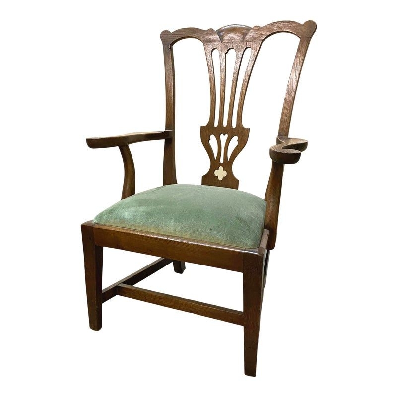Antique English Golden Oak Chippendale Apprentice Sample Child's Chair