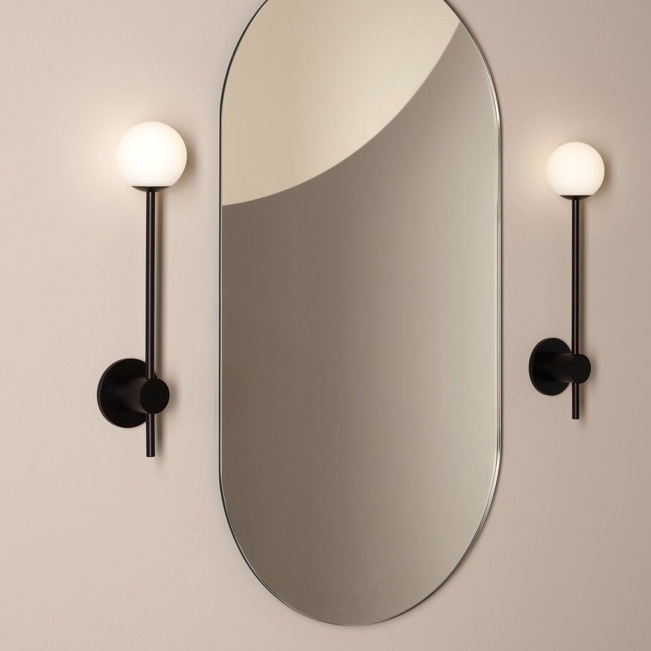 Applique de salle de bain, Orb single, noir mat, IP44, L8cm, H38cm - Astro