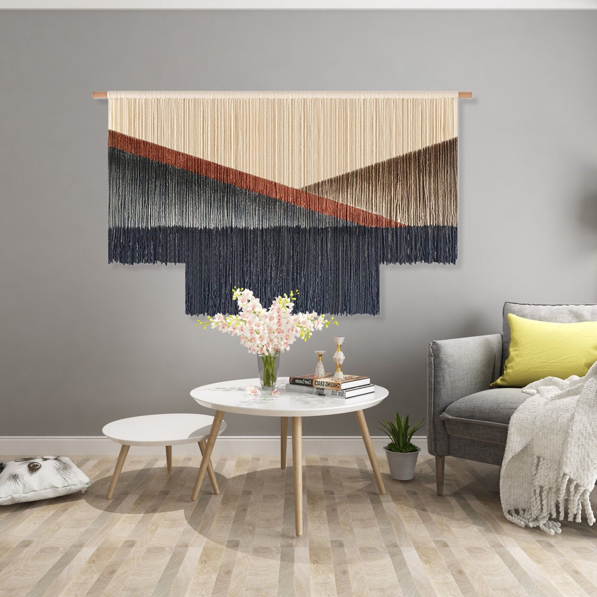 Aurtem Tapestry Dip Dyed Yarn Macrame Custom Wall Hanging Fabric Art Handmade Woven Cotton Modern Textile Boho Geometric Dcor