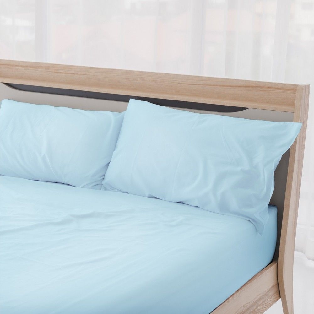 Beckham Hotel Collection Deep Pocket Fitted Sheet (Set of 2), Full, Sky Blue
