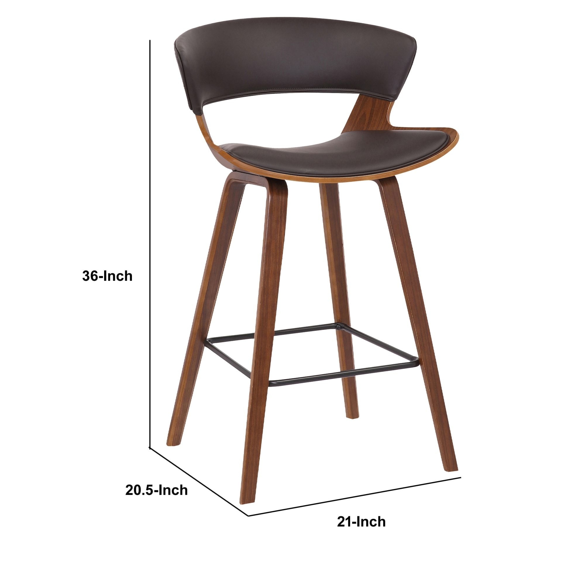 Benzara Brown 27-in H Tall Saddle Seat Upholstered Wood Bar Stool | BM236363