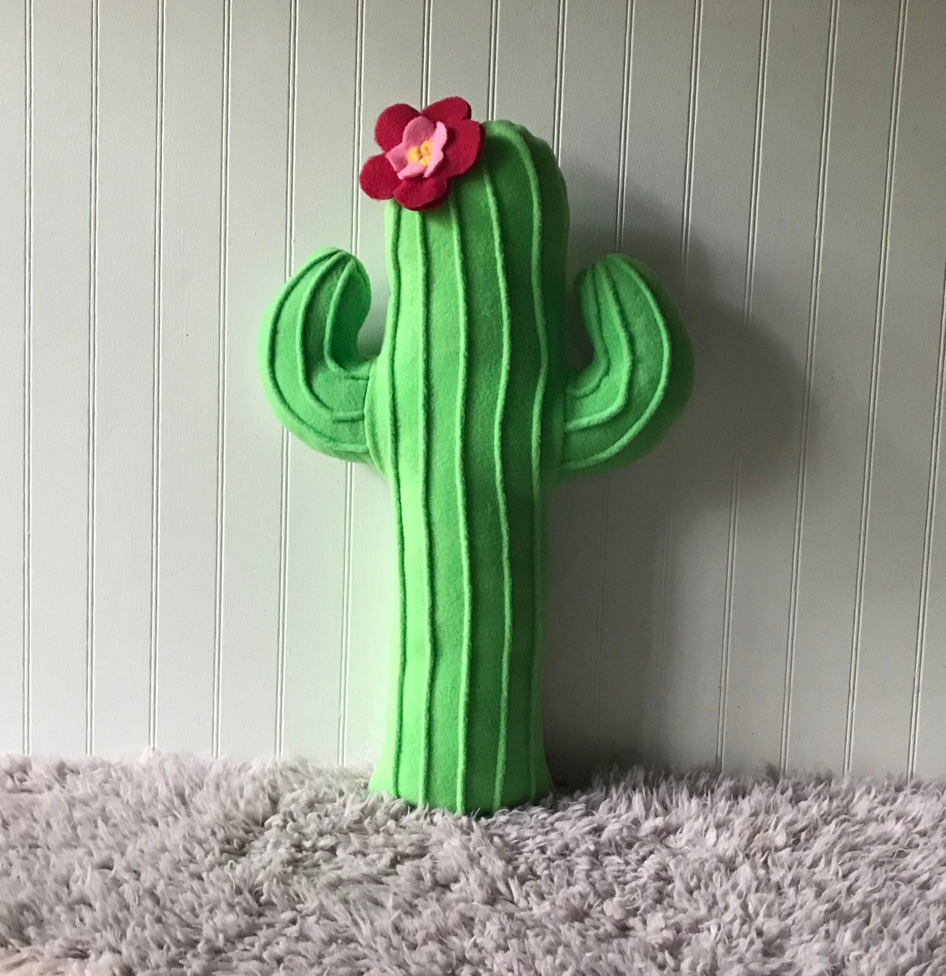 Blooming Saguaro, Plush Cactus, Bright Green Cactus, Pastel Cactus